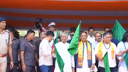Chhattisgarh CM Vishnu Deo Sai flags off ‘Somnath Swabhiman Sanskritik Yatra’ special train (Photo/ANI)