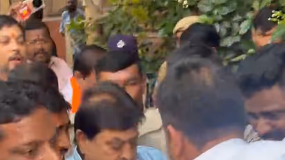 BJP Telangana President Ramachander Rao being detained (Photo/ANI)