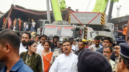 West Bengal Chief Minister Suvendu Adhikari with state minister of Urban Development and Municipal Affairs Agnimitra Paul visits the site where an under-construction godown shed collapsed (Photo/ANI)