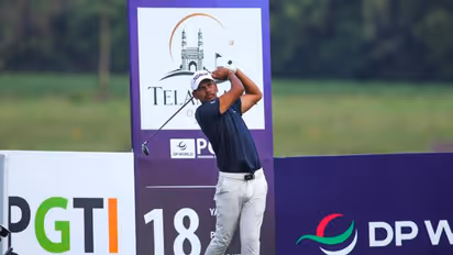 India golfer Akshay Sharma in action during Telangana Open 2026 (Image: PGTI)