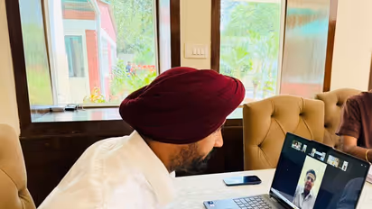 Amarinder Singh Raja Warring in a Zoom call with Sachin Pilot(Phto/ANI)