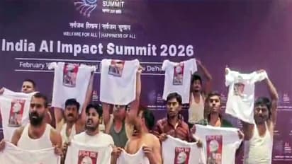 'Shirtless protest' by IYC members during AI Summit (Photo/ANI)