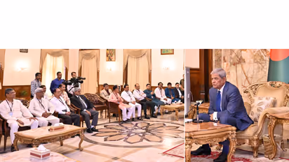 Bangladesh President Mirza Fakhrul Islam Alamgir holds meeting with Hindu leaders (Photo/ANI)