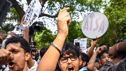 Members of the All India Students' Association (AISA) near Ashok Road (Photo/ANI)