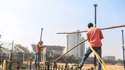 Preparations underway at Delhi's Ramlila Maidan for November 1 INDIA bloc rally (Photo/ANI)