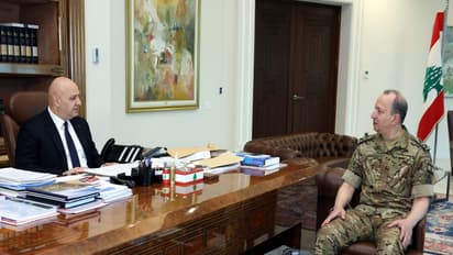 Lebanon President Joseph Aoun with Army Commander General Rudolf (Photo/X/@LBpresidency)
