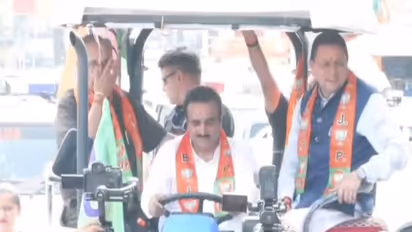 Uttarakhand CM Pushkar Singh Dhami in Mukerian (Photo/ ANI)
