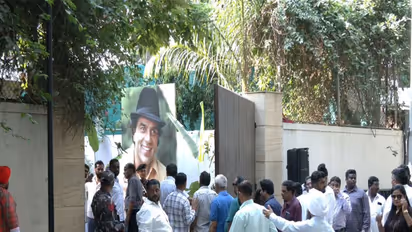 Fans gather outside Dharmendra's residence (Photo/ANI)