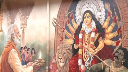 Mural of PM Modi performing Durga Puja (Photo/ANI)