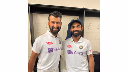 Cheteshwar Pujara (L) and Ajinkya Rahane (R) (Photo: X/@cheteshwar1)
