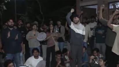 JNU students protest outside campus (Photo/ANI)