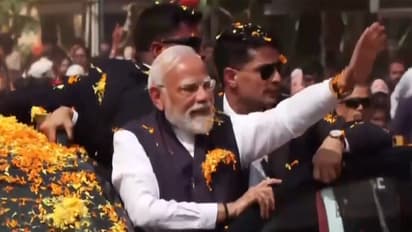 Prime Minister Narendra Modi held roadshow in Udupi (Photo: ANI)