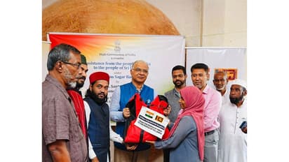 High Commissioner of India to Sri Lanka, Santosh Jha distributes assistance kits (Photo: X@IndiainSL)
