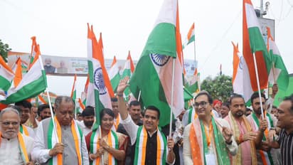 Gujarat Dy CM Sanghavi flags off ‘Tiranga Yatra’ in Ahmedabad (Photo:X/@sanghaviharsh)