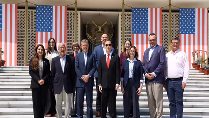 US Ambassador Sergio Gor along with all SCA Ambassadors (Photo/X@USAmbIndia)