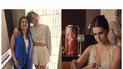 Priyanka Chopra with mother Madhu (L) Kriti Sanon in recent ad (R) (Photos/instagram/@priyankachopra/@giva.co)