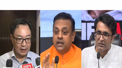 Union Minister Kiren Rijiju, BJP National Spokesperson Sambit Patra, Pradeep Bhandari (Photo/ANI)