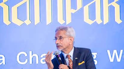 External Affairs Minister S Jaishankar addressing a ministerial session titled ‘Ruptures & Ramparts: Building Bridges for a Changing World’ on the sidelines of the 81st session of the UN General Assembly in New York. (Photo: X/@DrSJaishankar)