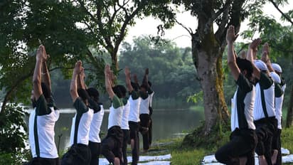 Indian Army celebrates International day of Yoga at Agartala (Photo/ANI)