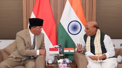 Defence Minister Rajnath Singh and his Indonesian counterpart, Sjafrie Sjamsoeddin (Photo/PIB)