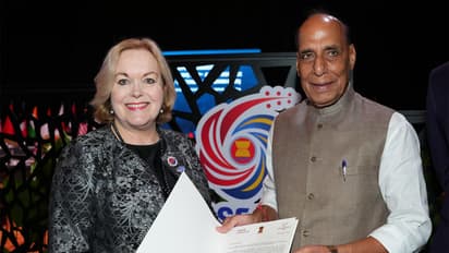 Rajnath Singh with Defence Ministers of New Zealand on ADMM-Plus sidelines (Photo/X@rajnathsingh)