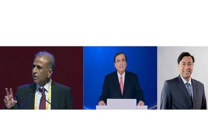 Sunil Bharti Mittal, Founder and Chairman of Bharti Enterprises; Mukesh Ambani, Chairman and Managing Director, Reliance Industries; Lakshmi N. Mittal, Executive Chairman, ArcelorMittal (Photo/ANI)
