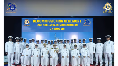 Visual from ICGS Subhadra Kumari Chauhan decommissioning ceremony (Photo/@IndiaCoastGuard/X)