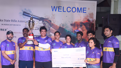 Trigger Tacticians with the trophy. (Photo/Shooting League of Karnataka)