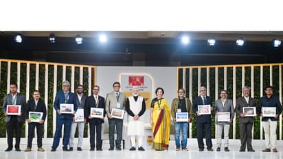 PM Modi felicitates top 12 winners of HT’s ‘My Country, My Lens’ contest as it concludes centenary celebrations (Photo/HT Leadership Summit)