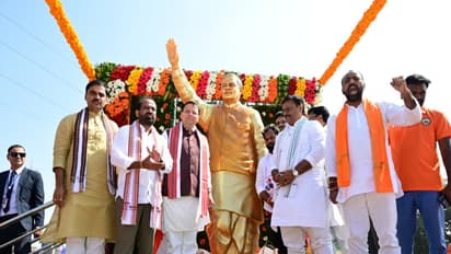Uttarakhand CM Dhami in Andhra Pradesh (Photo/ANI)