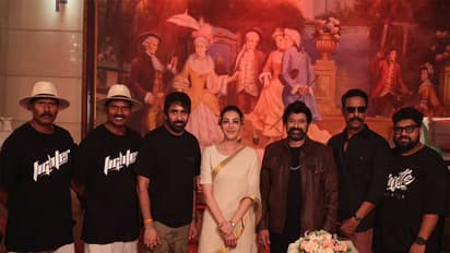 Kajal Aggarwal, Gopichand Mallineni and Nandamuri Balakrishna along with others (Photo/Instagram@vriddhicinemas)
