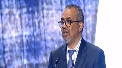 WHO Director-General Dr Tedros Adhanom Ghebreyesus addresses the Second WHO Global Summit on Traditional Medicine in New Delhi. (Photo/ANI)