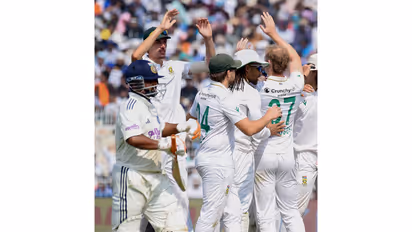 South African team celebrating after Rishabh Pant's wicket (Photo: ANI)