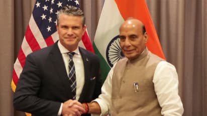 Defence Minister Rajnath Singh meets US War Secretary Pete Hegseth (Photo/ANI)