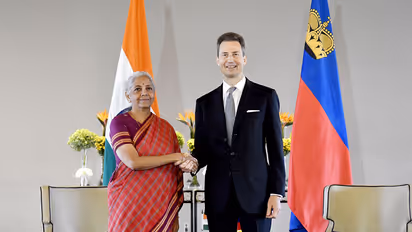 Union Minister Nirmala Sitharaman and Liechtenstein's Hereditary Prince Alois (Photo/ANI)