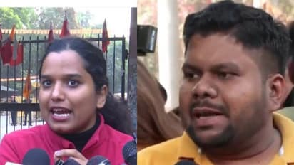 JNUSU President Aditi Mishra and ABVP State Joint Secretary Vikas Patel (Photo/ANI)