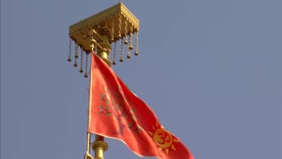 'Dharma Dhwaj' hoisted at Ram Janmabhoomi Temple (Photo/ANI)