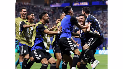 Argentina players celebrating (Photo: X/@delcyrodriguezv)