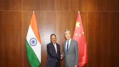 Chinese Foreign Minister Wang Yi with National Security Adviser Ajit Doval (Photo/X/@China_Amb_India)
