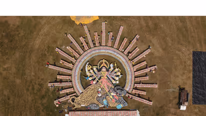 Adani Cement creates a monumental aerial tribute to Maa Durga (Photo credit/Adani Cement)