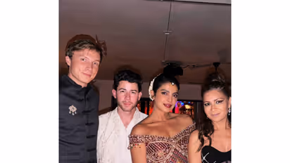 James G. Boulter, Nick Jonas, Priyanka Chopra, Anjula Acharia (Photo/Instagram/@jamesgboulter)