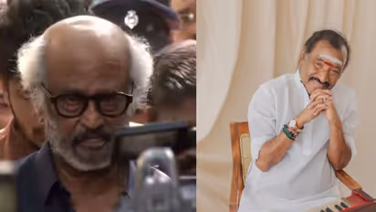 Rajinikanth arrives at late music composer Deva's residence (Photo/ANI/X@mkstalin)