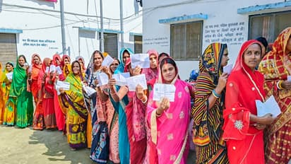 Women voters wait in queue to cast their vote for first phase of Bihar election, in Begusarai (File photo/ANI)
