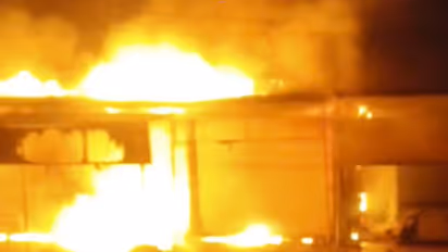 Massive fire breaks out at 4 shops in Maharashtra's Washim (Photo/ANI)