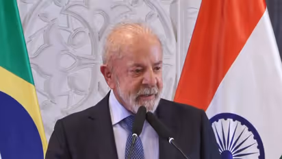 Brazilian President Luiz Inácio Lula da Silva speaks at the India-Brazil Economic Forum in New Delhi during his state visit to India. (Photo/ANI)