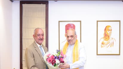 Union Home Minister Amit Shah with Lieutenant Governor of Andaman and Nicobar Islands, Admiral D K Joshi (Retd) (Photo/ANI)