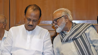 Ajit Pawar with Nationalist Congress Party (NCP) leader Chhagan Bhujbal (Photo/ANI)