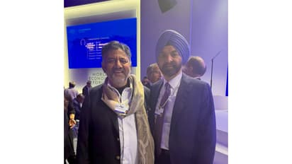 Karnataka Deputy CM DK Shivakumar with World Bank chief Ajay Banga (Photo: @DKShivakumar/X)