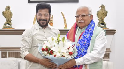 Telangana Chief Minister Revanth Reddy and Union Ministers Manohar Lal Khattar (Photo/ANI)