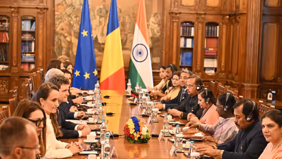 President Droupadi Murmu with Romania President President Nicușor Dan (Photo/X@MEAIndia)